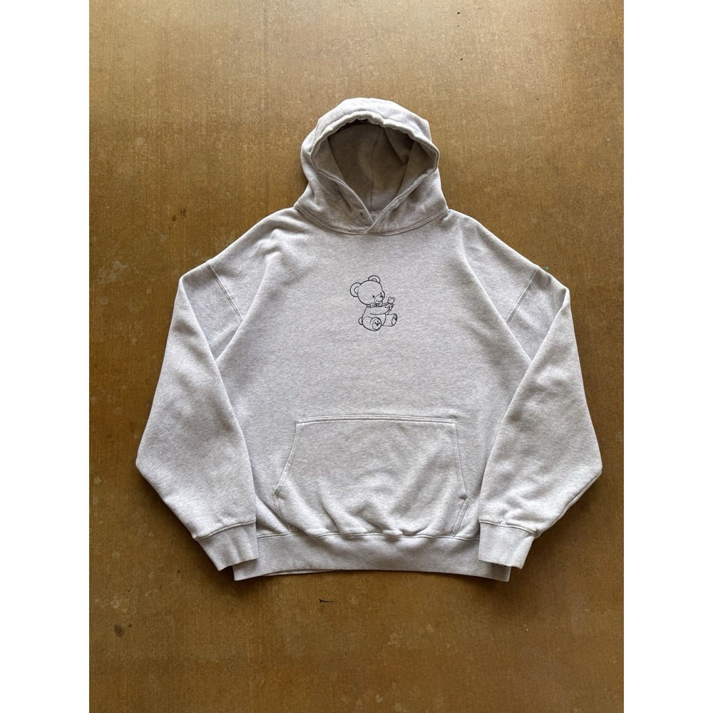 Brandy Melville Christy Bear Heavy Gray Hoodie Sweater Boyfriend Fit WMS XL